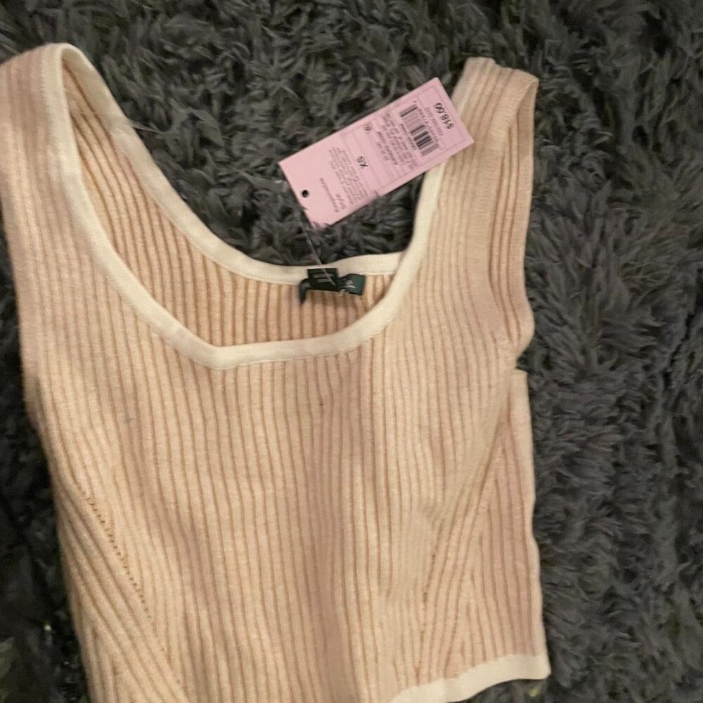 Universal Thread Women's Cream and Tan Crop-top
